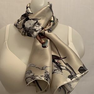 Spring Bird Charmeuse Silk Long Scarf